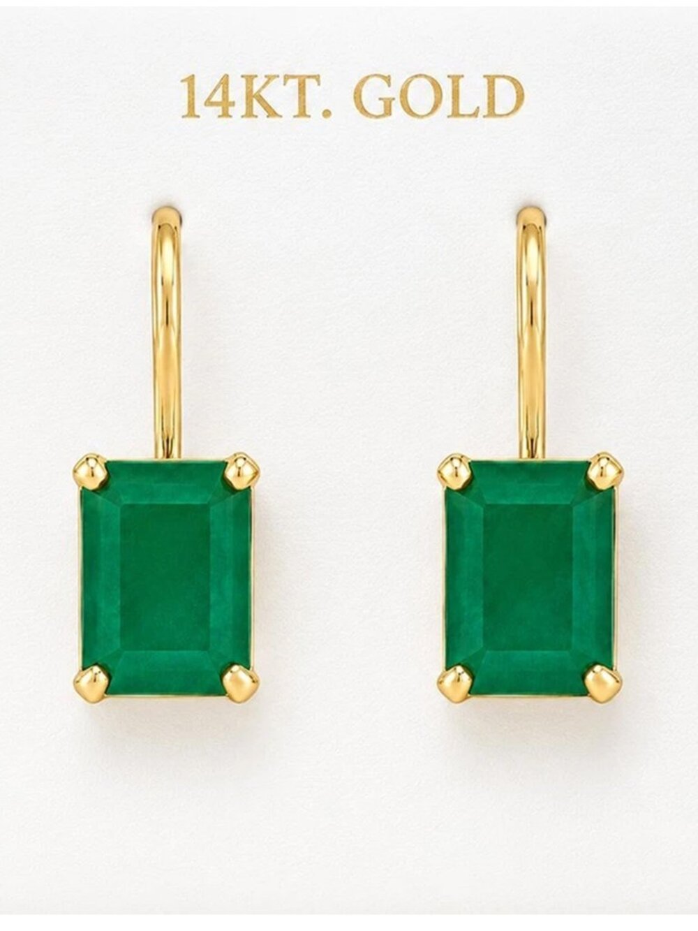Genuine 1.96 Cts Emerald Dangling Earrings 14k Gold
